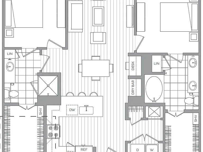 P: 2 bed / 2 bath P: 2 bed / 2 bath