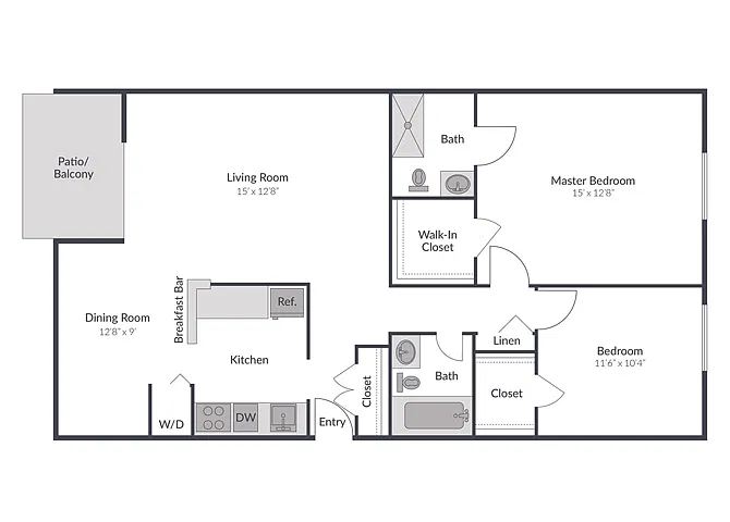 Floor plan 2 Bedroom 2 Bath