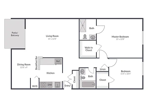 Floor plan 2 Bedroom 2 Bath