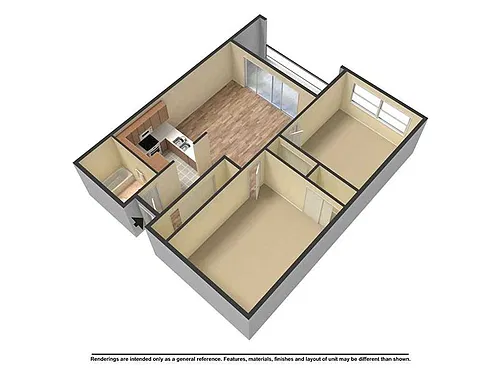 Floor plan 2 Bedroom 1 Bath