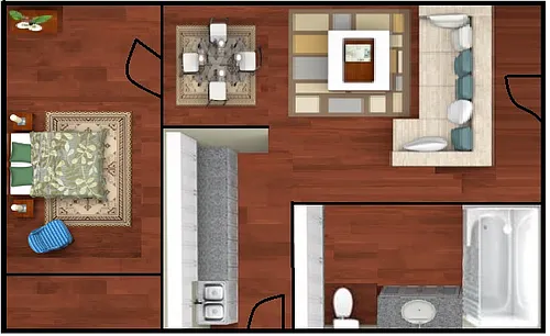 Floor plan 1 Bed 1 Bath