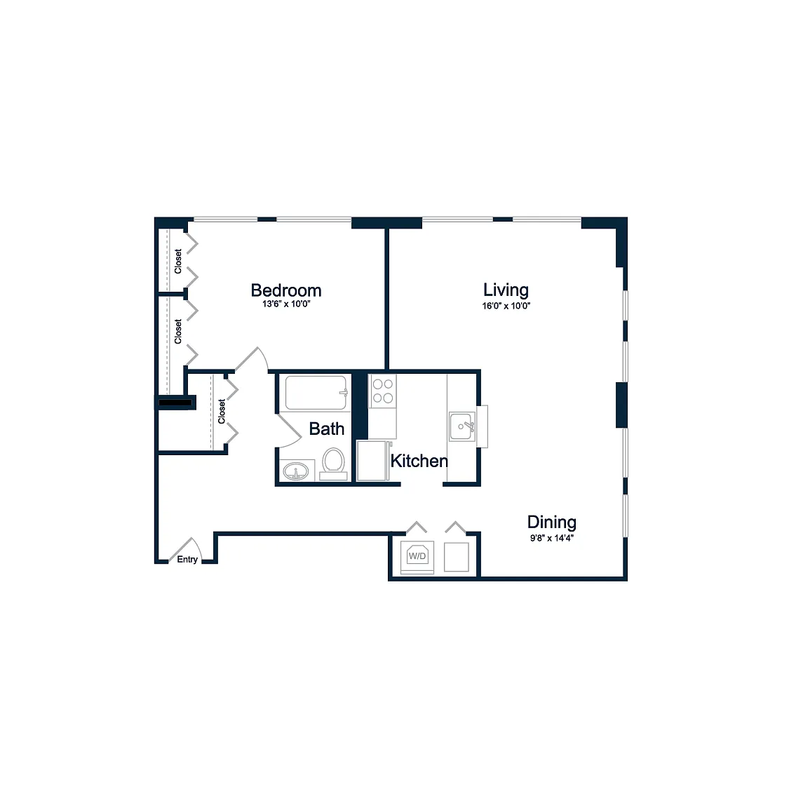 Floor plan A4R | 1 Bed | 1 Bath