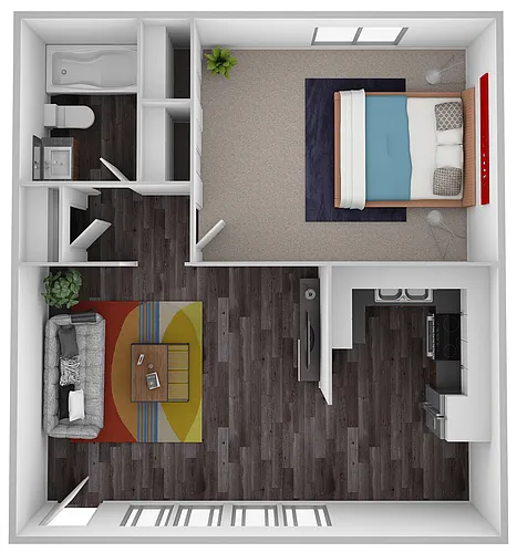 Floor plan The Highland 1 Bedroom 1 Bath