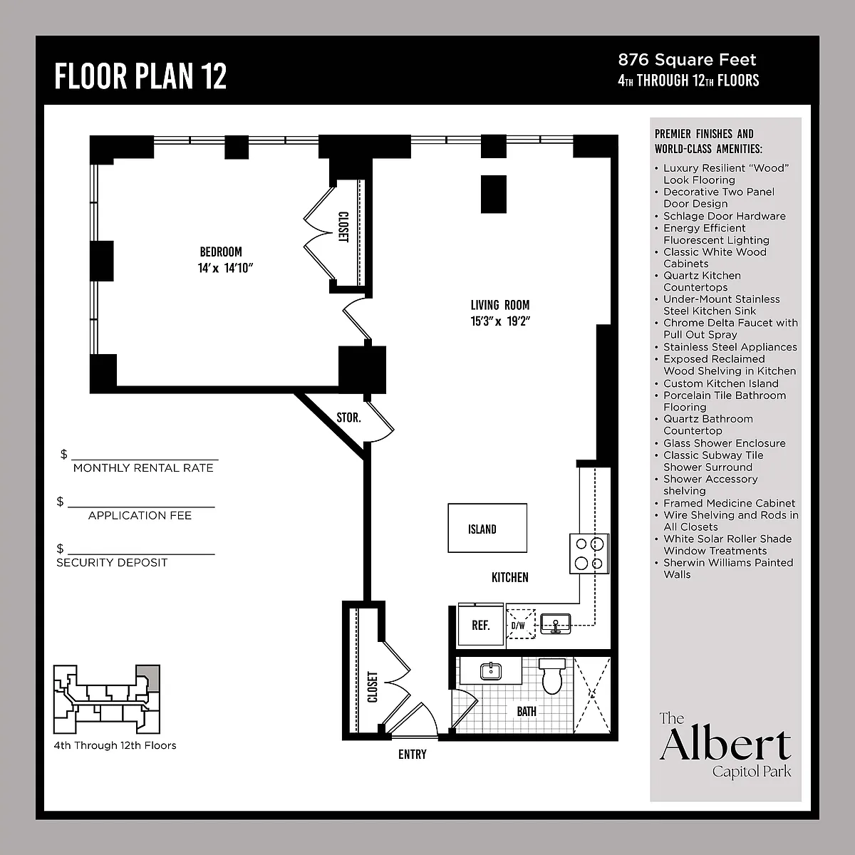 Floor plan 1 Bedroom Unit - A12
