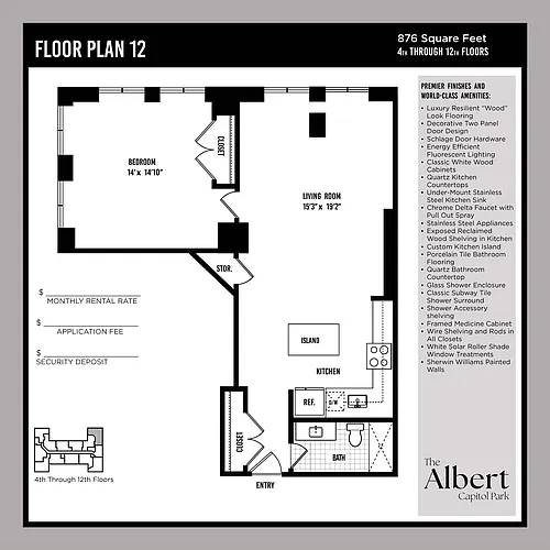 Floor plan 1 Bedroom Unit - A12