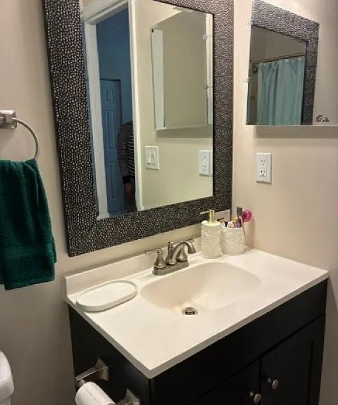 Upgraded vanity and fixtures.