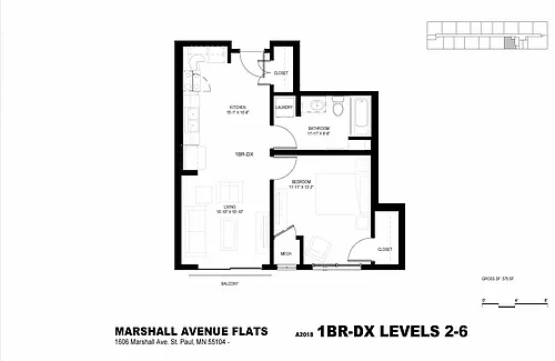 Floor plan 1 Bedroom (DX 60)