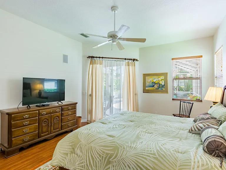 Master bedroom overlooking the pool.
