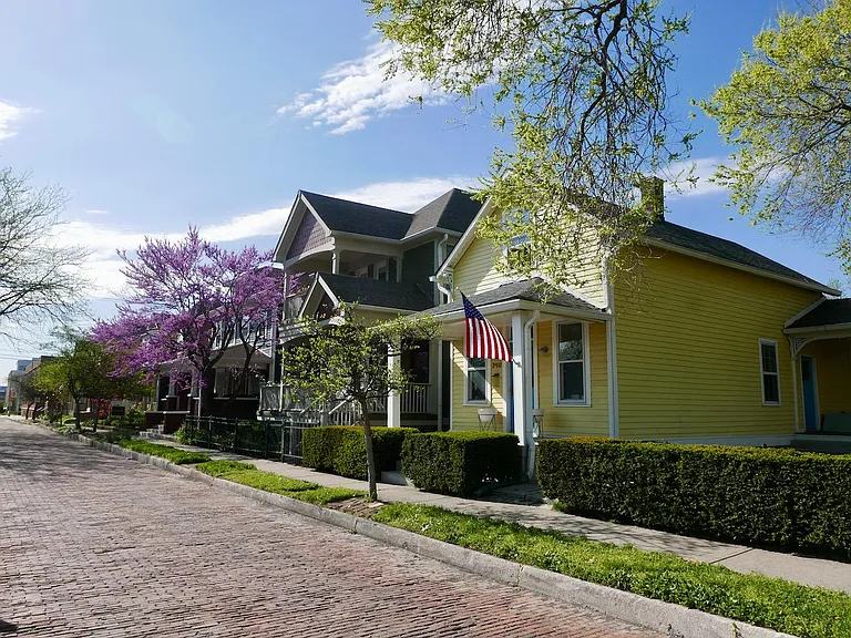 Street view in springtime. Beautiful spot to walk and bike!