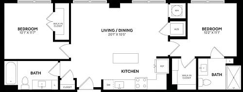 Floor plan 2 Bed/ 2 Bath-C06P