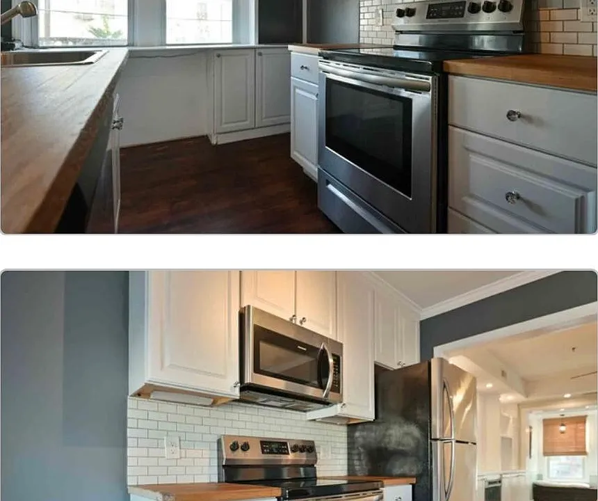 Kitchen and island
