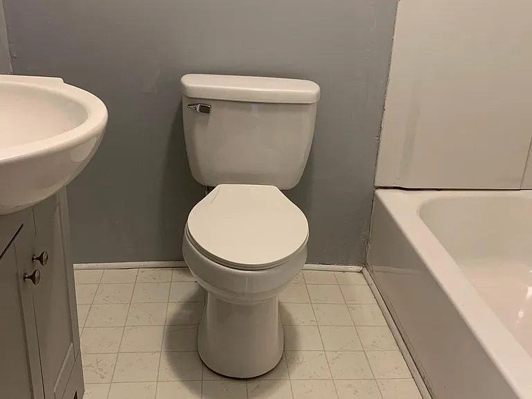 Recently renovated hall bathroom.