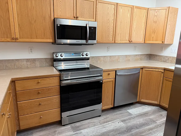 brand new dishwasher, microwave, range with air fryer, refrigerator