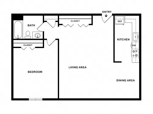 Floor plan 1BR/1BA Plus One