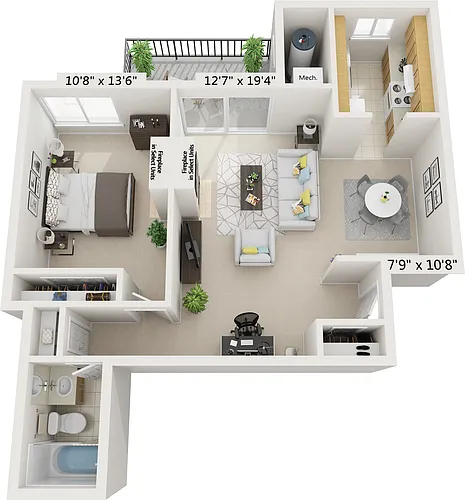 Floor plan 1BR 1BA A