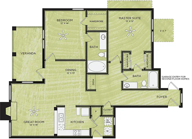 Floor plan B8: 2 Bed 2 Bath