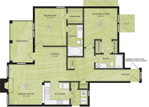 Floor plan B8: 2 Bed 2 Bath