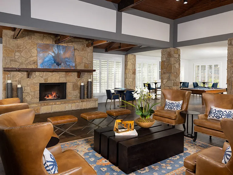 Great Room with fireplace and coffee bar