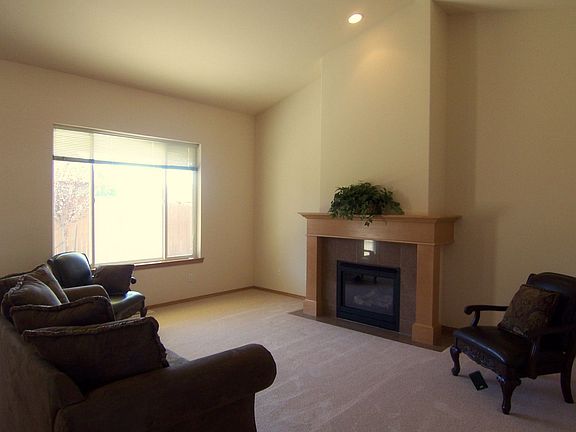 Living room with vaulted ceilings