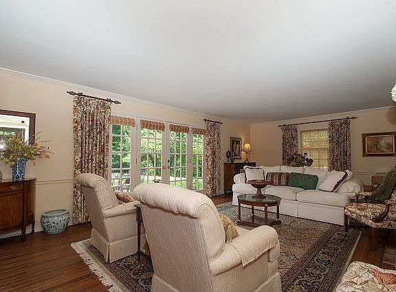 Atrium doors overlook patio