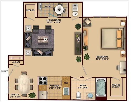 Floor plan 1 BEDROOM