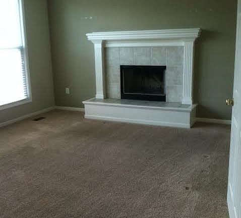 Spacious family room off kitchen