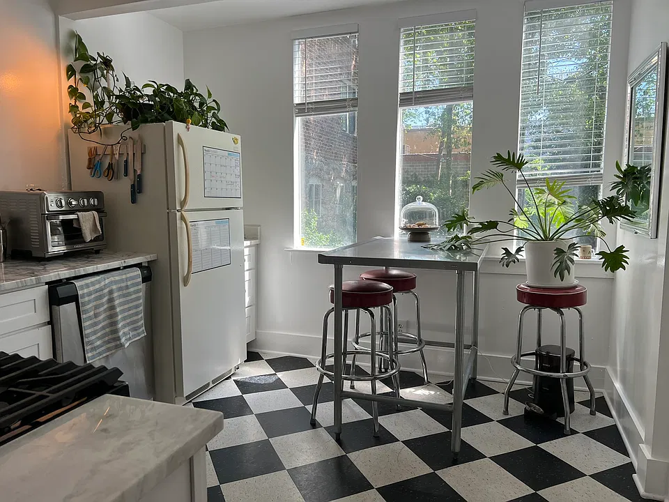 Huge kitchen with classic checker floor!