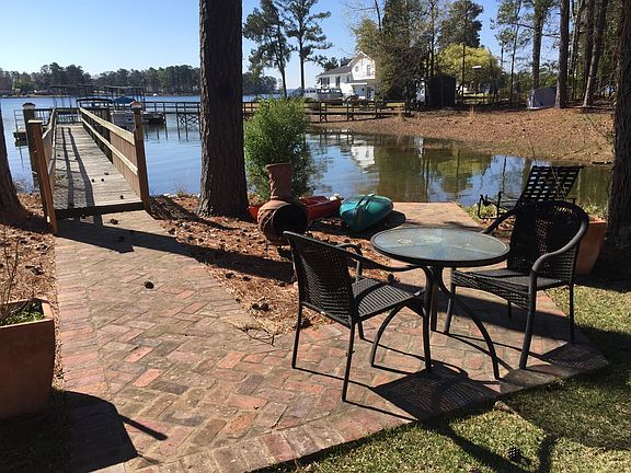 Brick walkway to dock, steps