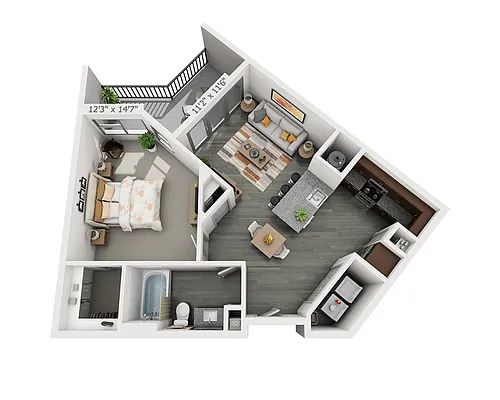 Floor plan One Bedroom A1D