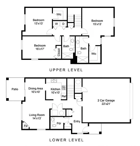 Floor plan 3 Bed - 2.5 Bath B