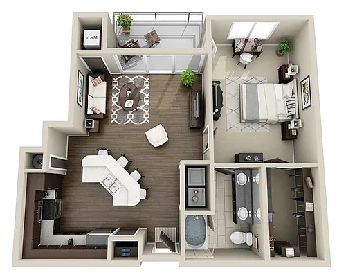 Floor plan 1 Bed 1 Bath (FS 4)