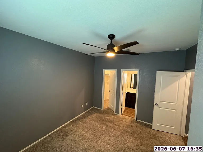 Master bedroom, closet, and bathroom
