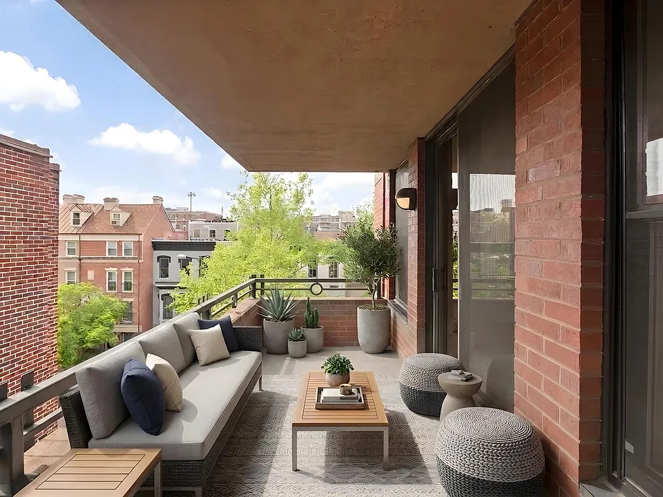 1633 Q apartment balcony (virtually staged)
