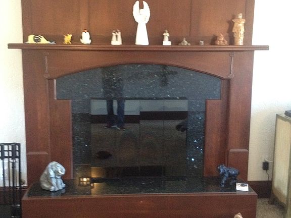 granite /mahogany fireplace