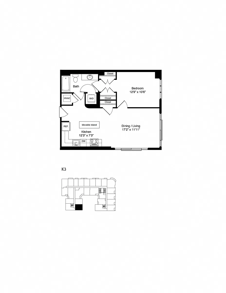 Floor plan ONE BEDROOM K3