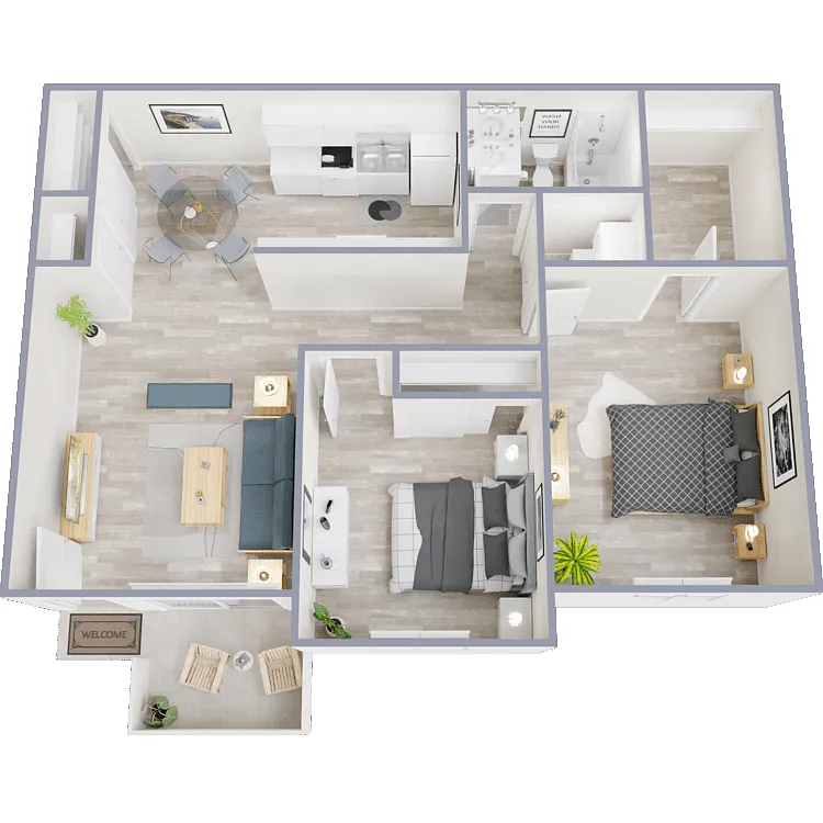 Floor plan 2 Bed 1 Bath - Affordable Unit