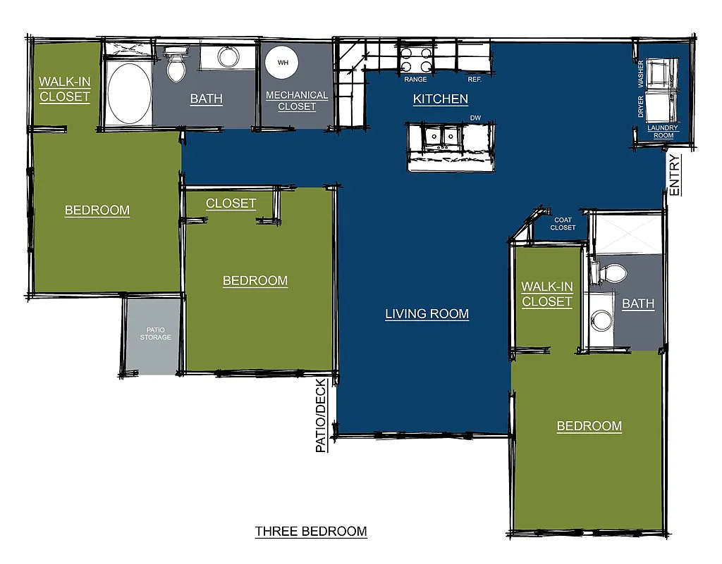 Floor plan Three bedroom apartment