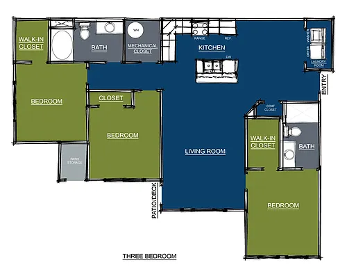 Floor plan Three bedroom apartment