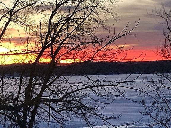 Balcony view, lake in winter
