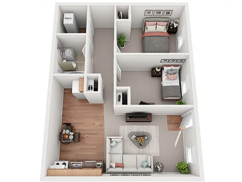 Floor plan 2 Bedroom Back