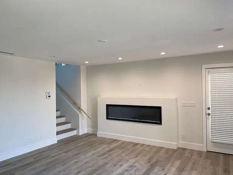 Living room with new electric fireplace