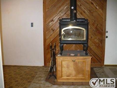 Wood burning stove in living room