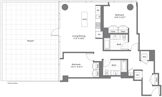 Floor plan 2 Bed - 2 Bath | B04