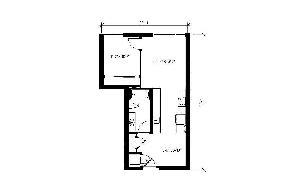 Floor plan 1 Bedroom - A21