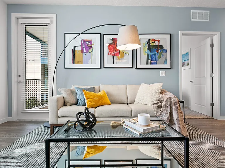 Living Room with Sleek Hardwood-Style Flooring