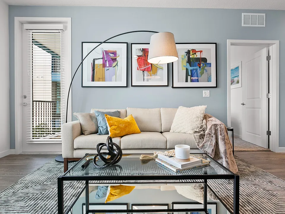 Living Room with Sleek Hardwood-Style Flooring