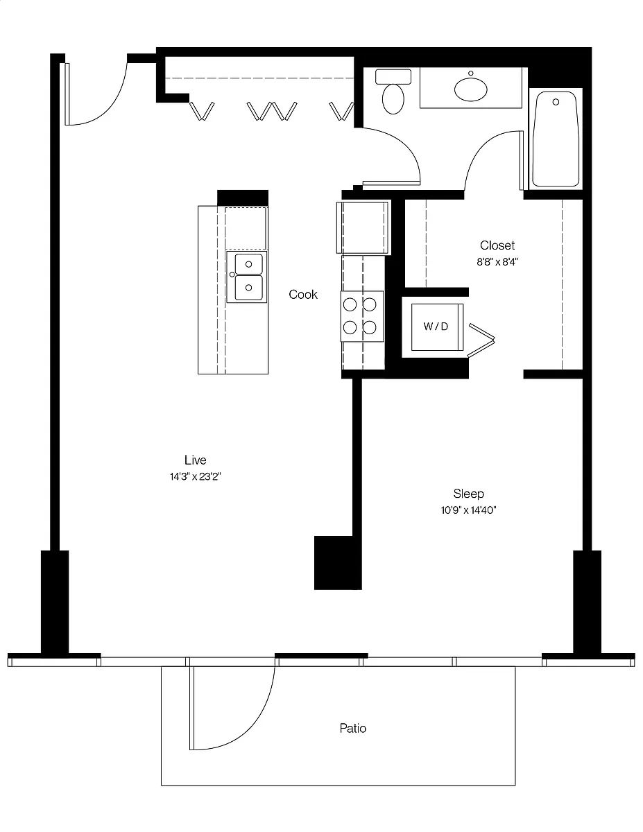 Floor plan 1 Bed/1 Bath