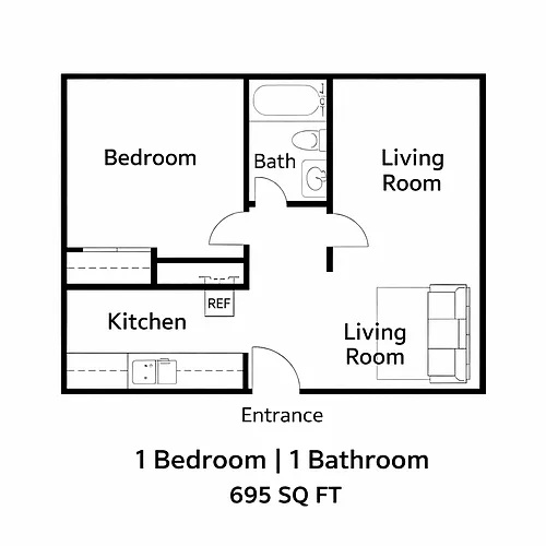 Floor plan 1 Bedroom 1 Bathroom