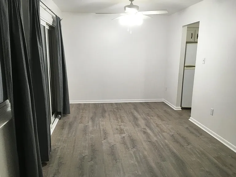 Living room with kitchen on the right.