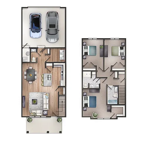 Floor plan 3 Bed/2.5 Bath Townhome with Dining Room